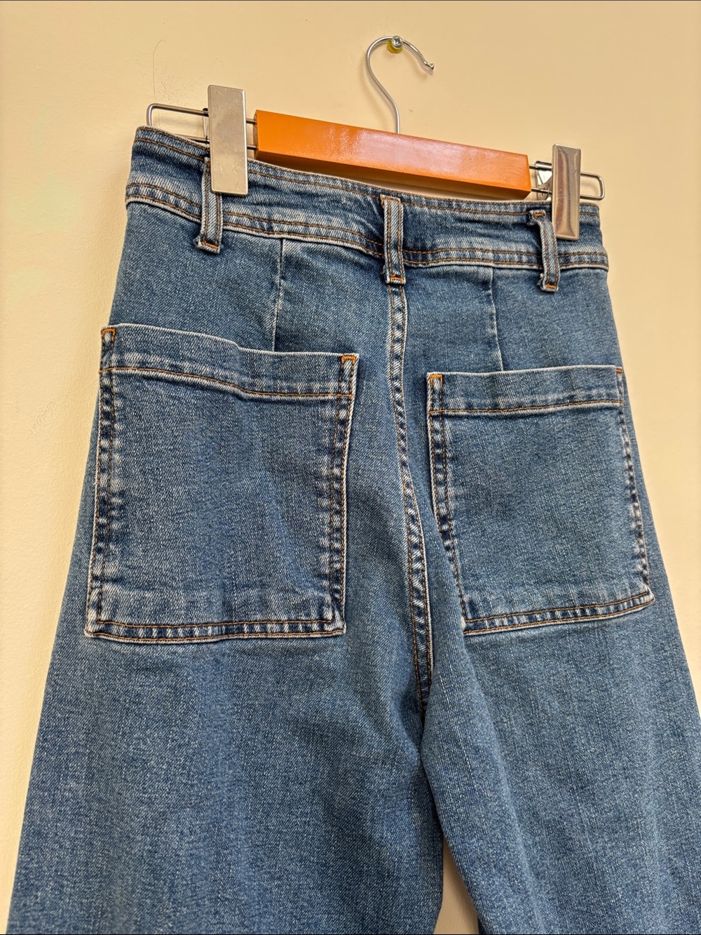 Zara Blue Wide-Leg Flare Jeans - Picture 6 of 8